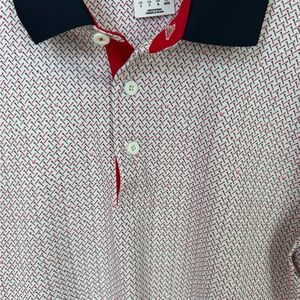 Men's Patterned Polo Shirt - Red and White